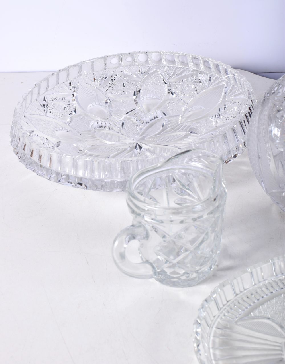 A collection of lead crystal glass items together with a Bohemian overlay glass vase largest 26cm - Image 6 of 8