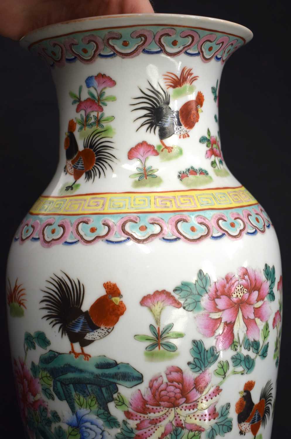 AN EARLY 20TH CENTURY CHINESE FAMILLE ROSE PORCELAIN FOWL VASE Late Qing/Republic. 35 cm x 18cm. - Image 6 of 13