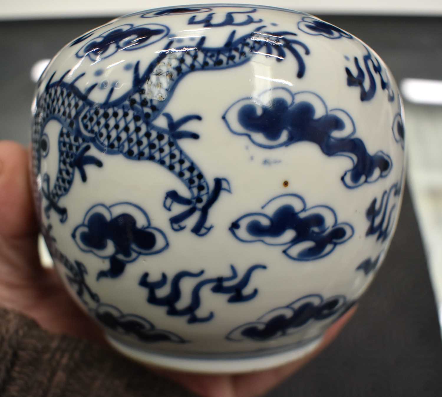 A PAIR OF 19TH CENTURY CHINESE BLUE AND WHITE PORCELAIN GLOBULAR CENSERS bearing Kangxi marks to - Image 17 of 18