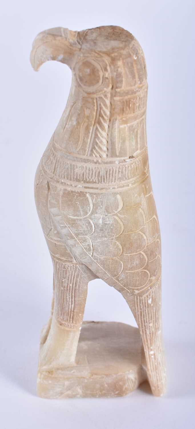 AN ANCIENT EGYPTIAN STYLE ALABASTER STATUE OF THE GODDESS HORUS. Possibly 664-332 BC. 15 cm high. - Image 3 of 4
