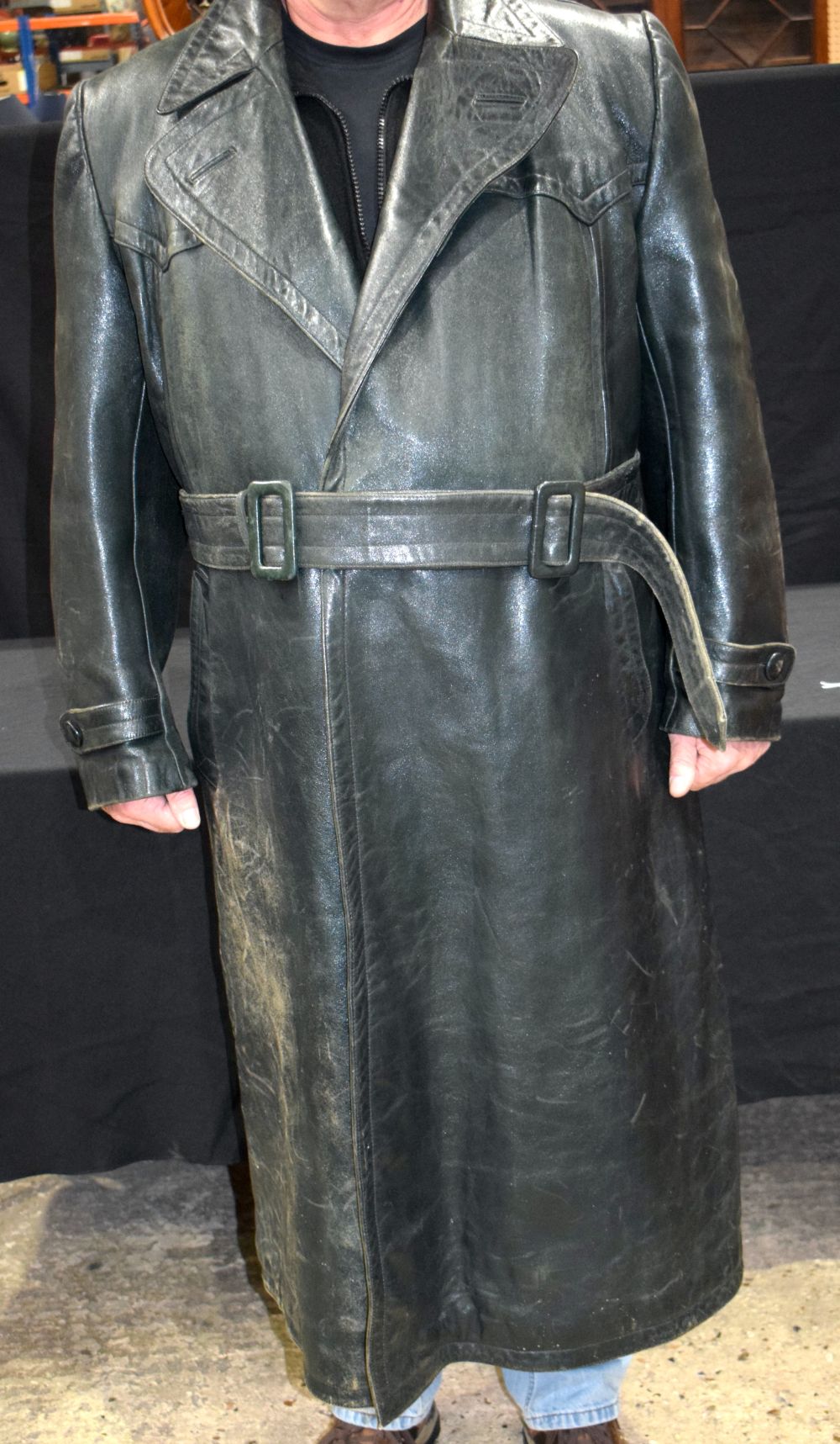 A WW2 German Military Dispatch riders horse hide Trench coat 130 cm .