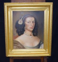 A gilt framed 19th Century Oil on canvas portrait of Anne, 3rd Duchess of Hamilton 1632-1716 53 x 42
