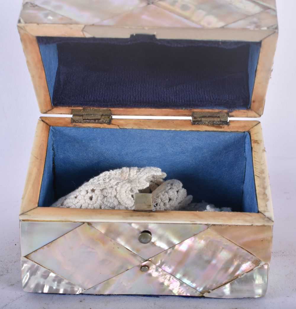 A LATE 19TH CENTURY CARVED MOTHER OF PEARL TRAY together with a similar casket & two other boxes - Image 3 of 6