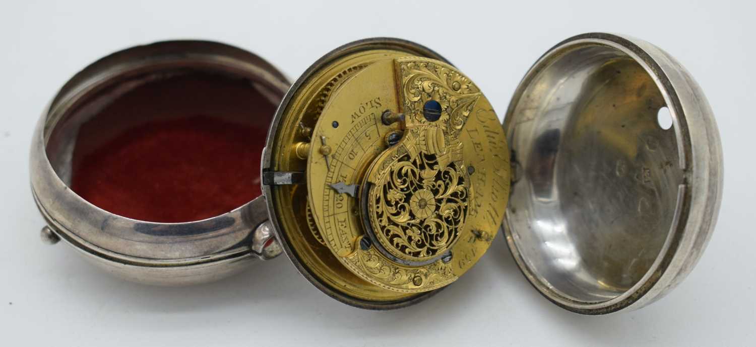 A GEORGE III SILVER CASED POCKET WATCH by Edward Elliott of Lenham. 171 grams. 6 cm diameter. - Image 3 of 4