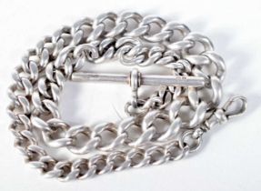 A Silver Watch Chain. Stamped Silver. 33 cm long, weight 46.6g