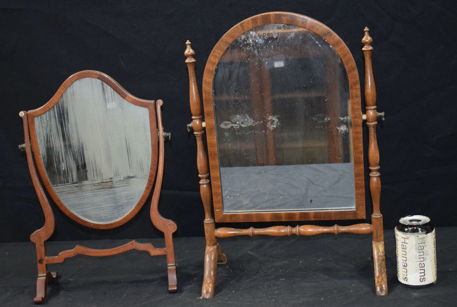 Two antique Table top wooden framed mirrors 49 x 33 cm