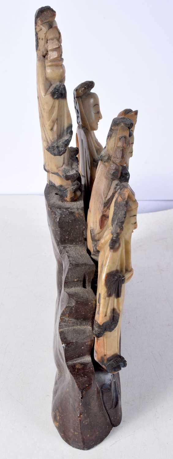 A Large Carved Soapstone Figural Group. 27cm x 27cm x 6 cm - Image 4 of 4