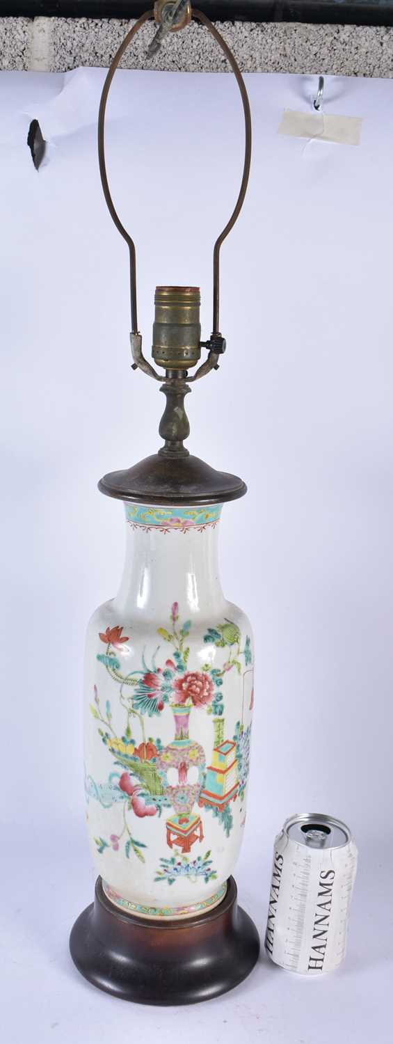 A LATE 19TH CENTURY CHINESE FAMILLE ROSE PORCELAIN LAMP Guangxu. 66 cm high.