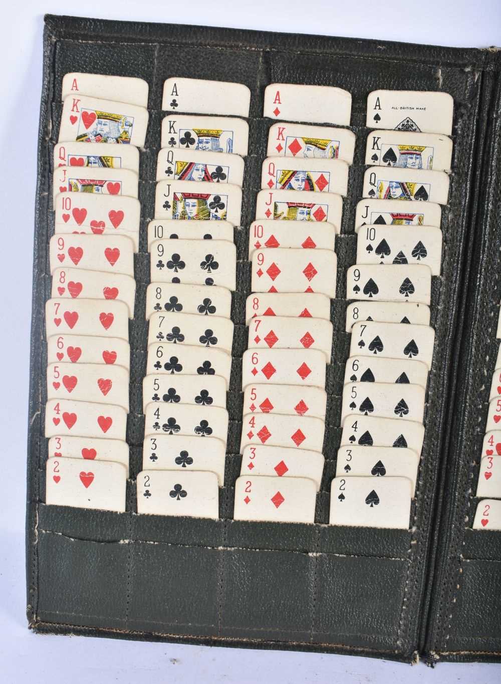 A VINTAGE LEATHER CASED TRAVELLING SOLITAIRE CARD GAME. 24 cm x 15 cm. - Image 2 of 6