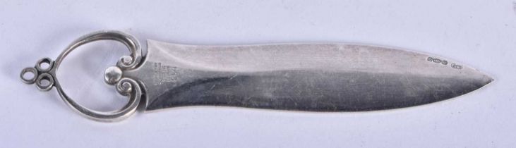 A DANISH SILVER GEORG JENSEN LETTER OPENER. 16.8 grams. 10 cm long.