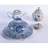 TWO 18TH CENTURY CHINESE EXPORT PORCELAIN TEAPOTS Qianlong, together with a lid & another. Largest