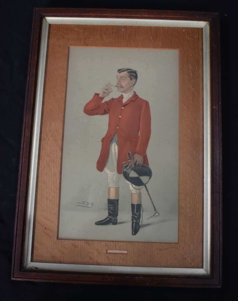 Sir Leslie Ward, 'Spy' (London 1851-1922) Vanity fair cartoon Print "A hard rider" 33 x 19 cm. - Image 2 of 12