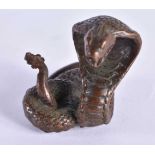 A JAPANESE BRONZE COBRA OKIMONO. 89 grams. 4.25cm x 4 cm.