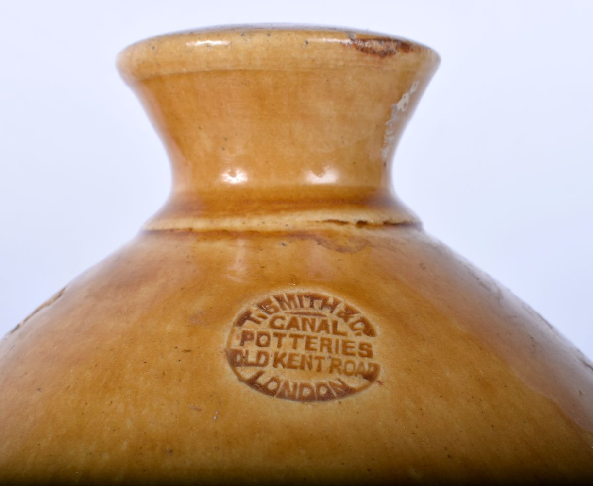 A small brass bound wooden wine barrel on a fitted stand together with a E Loe stoneware flagon 30 x - Image 9 of 10