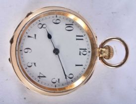 An 18 Carat Gold Cased Open Face Pocket Watch. Stamped 18K, Dial 3.6 cm, weight 39.6g, running