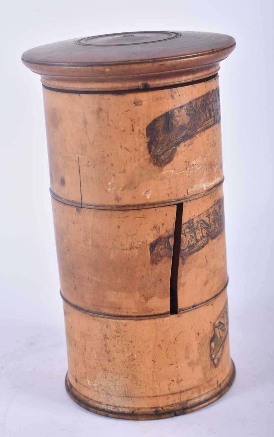 AN ANTIQUE TREEN CARVED WOOD THREE TIER SPICE TOWER. 16 cm x 9 cm. - Image 2 of 4