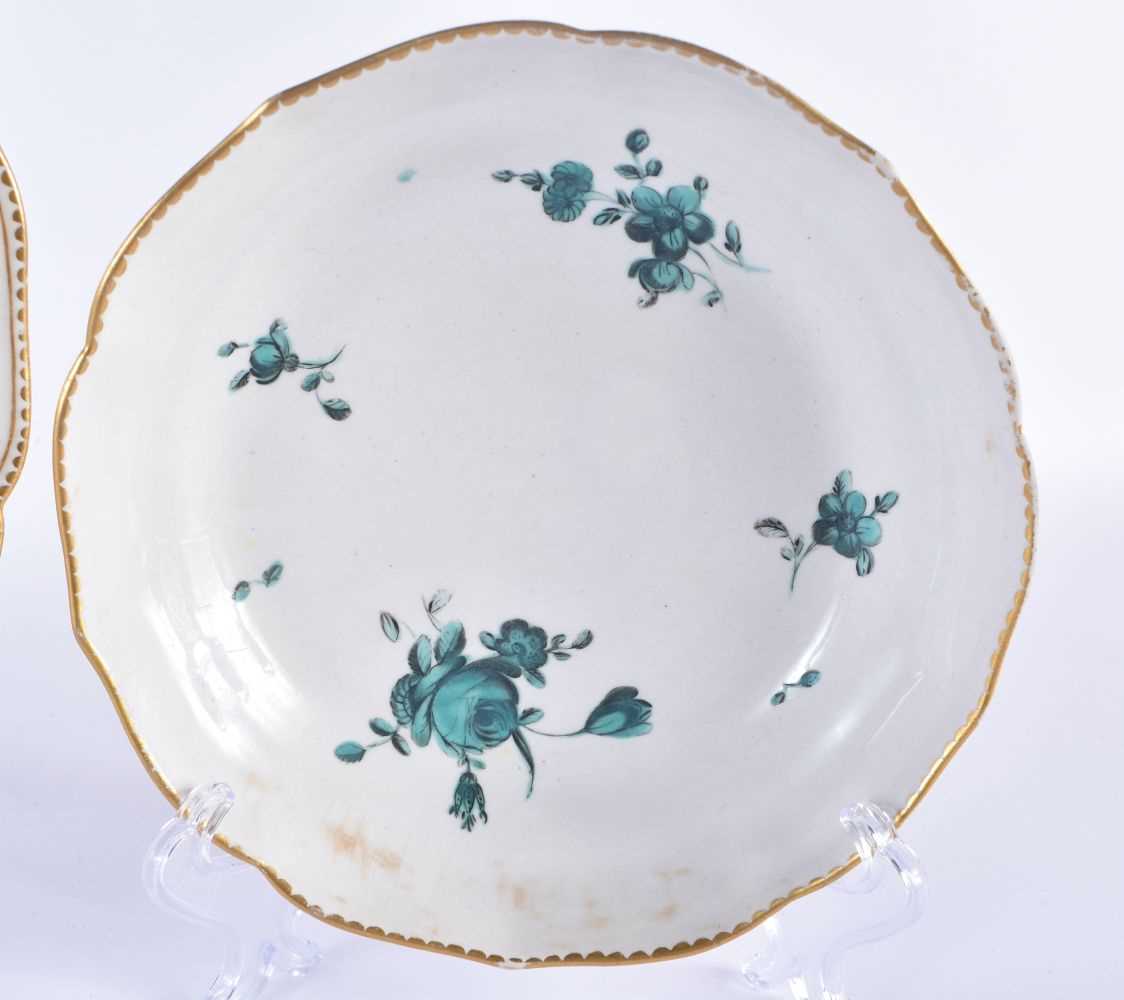 Chelsea Derby plate painted with festoons of green roses, gold anchor mark, and two puce mark - Image 4 of 5