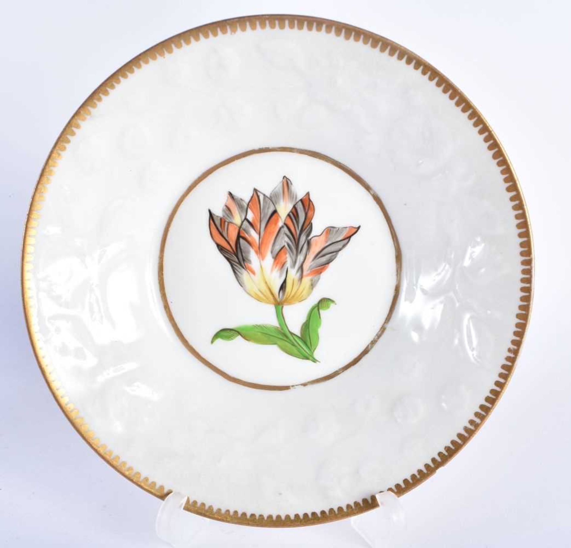 AN EARLY 19TH CENTURY CHAMBERLAINS WORCESTER BOTANICAL PORCELAIN PLATE together with a similar - Image 4 of 5