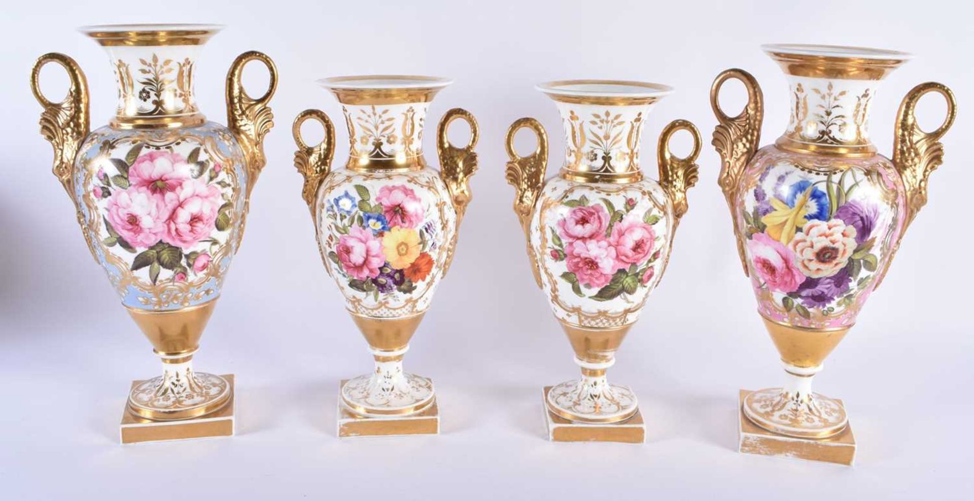 A FINE SET OF FOUR LATE 18TH/19TH CENTURY CHAMBERLAINS WORCESTER VASES beautifully painted with - Image 3 of 27