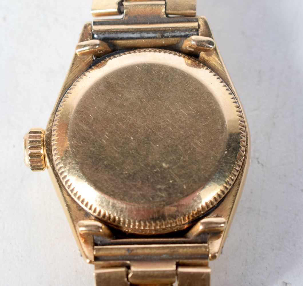 An 18 Carat Gold Ladies Rolex Oyster Perpetual Watch. Stamped 750, 2.7cm dial incl crown, Running, - Image 4 of 5