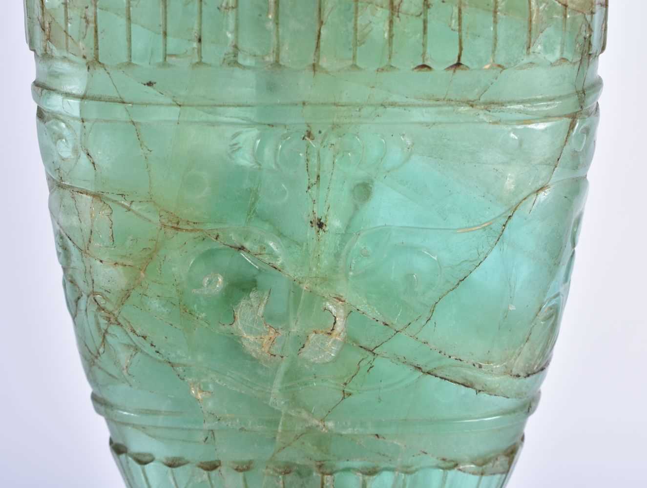 A LARGE 19TH CENTURY CHINESE CARVED GREEN QUARTZ VASE AND COVER LAMP Qing. 50 cm high. - Image 3 of 7