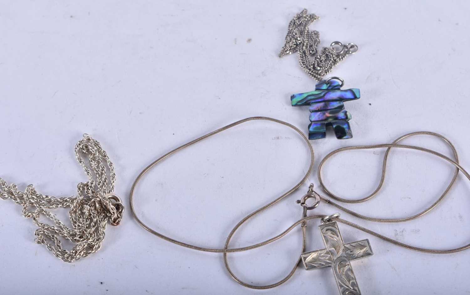 Seven items of Silver Jewellery including a Bracelet, 3 Pendant Necklaces, a Chain, a Silver Mounted - Image 2 of 5
