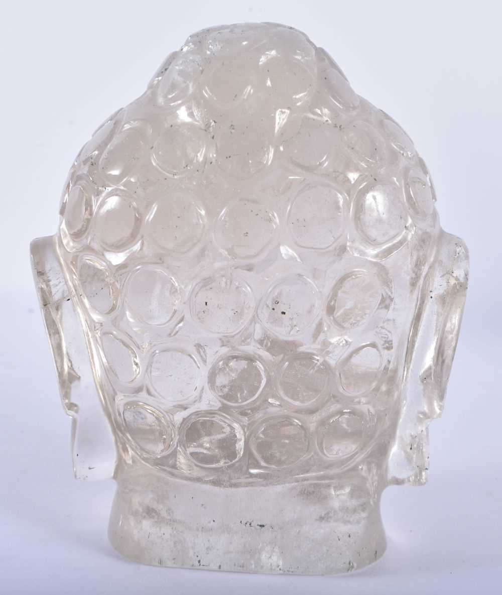 A LARGE 19TH CENTURY CHINESE CARVED ROCK CRYSTAL BUDDHA HEAD Qing, surrenly modelled upon an - Image 3 of 4