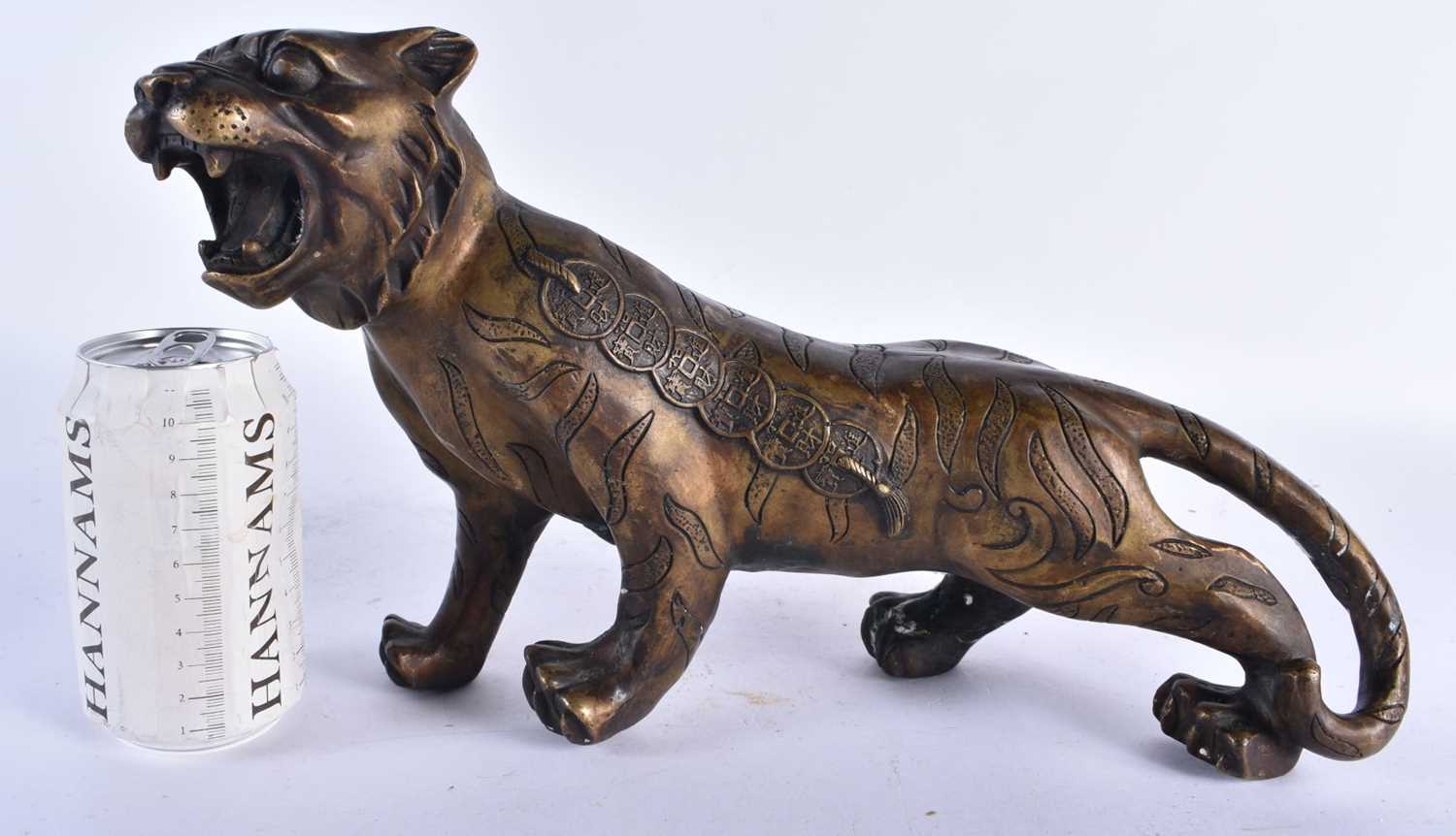 A LARGE CHINESE BRONZE FIGURE OF A LUCKY MONEY TIGER 20th Century. 38 cm x 20 cm.