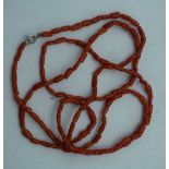 A CORAL NECKLACE. 27 grams. 45cm long.