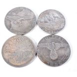 Four German Pre World War 2 Medallions. Largest 4.1cm diameter, total weight 92.2g (4)