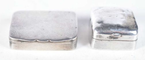 TWO ANTIQUE SILVER BOXES. Birmingham 1907 & 1909. 14.9 grams. Largest 3.25cm x 2.5 cm. (2)