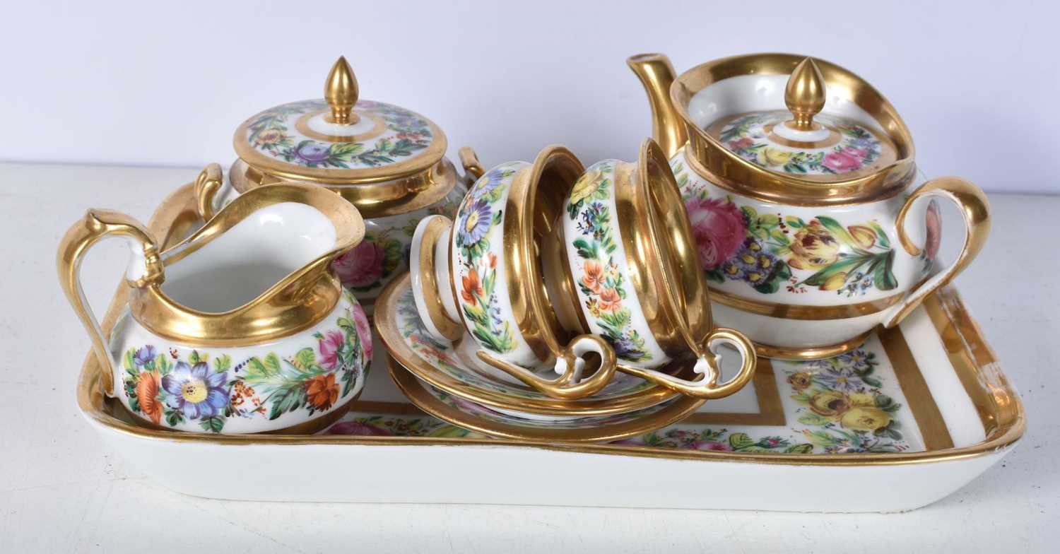 A small 19th Century Paris porcelain tea set largest 23 x 15.5 cm (8) - Image 4 of 6