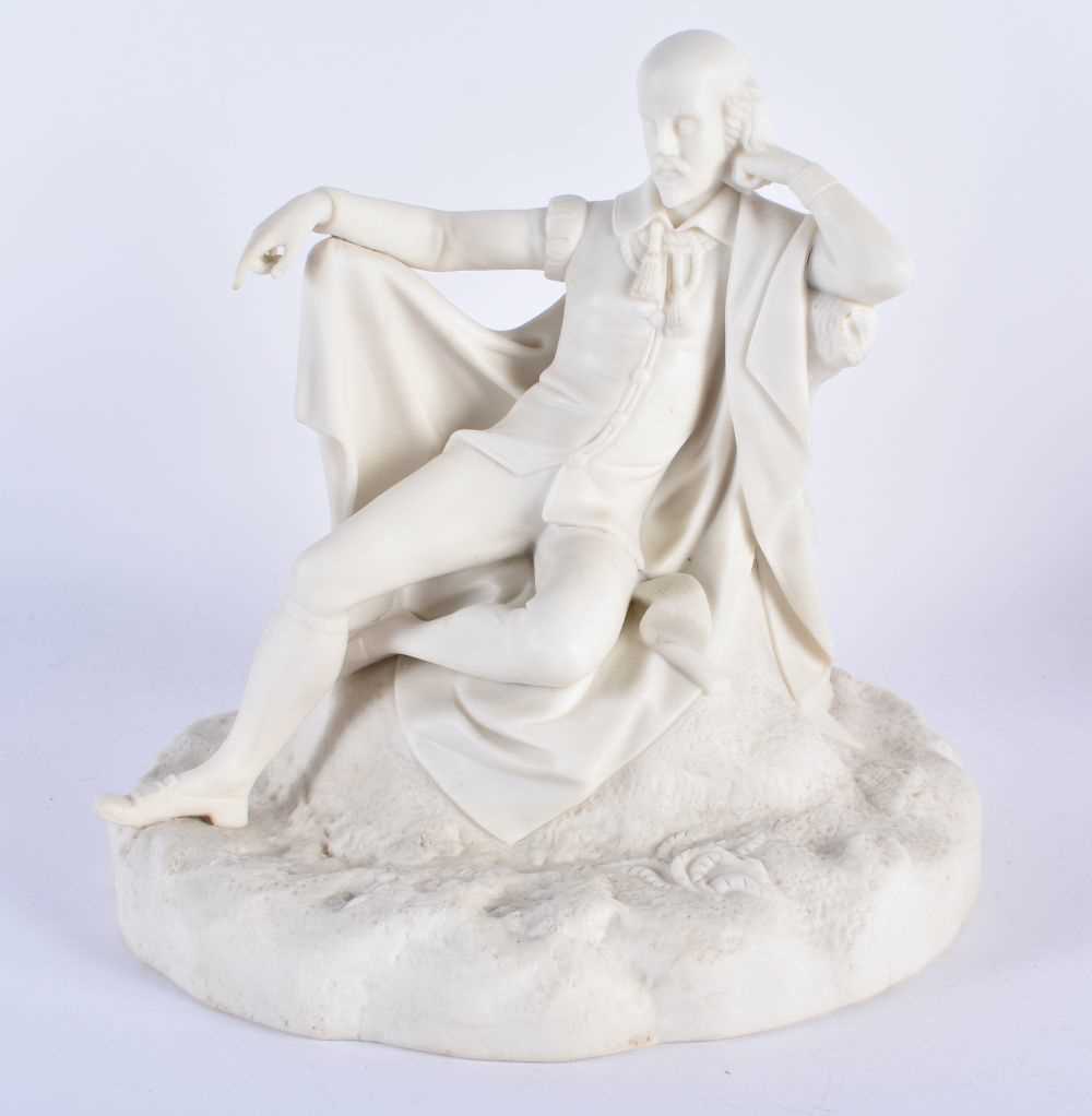 A 19TH CENTURY KERR & BINNS WORCESTER PARIAN WARE FIGURE OF A SEATED MALE modelled upon a