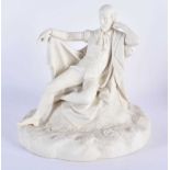 A 19TH CENTURY KERR & BINNS WORCESTER PARIAN WARE FIGURE OF A SEATED MALE modelled upon a
