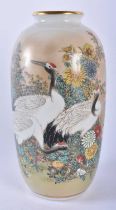 A LATE 19TH CENTURY JAPANESE MEIJI PERIOD KUTANI PORCELAIN VASE by Taniguchi, painted with birds