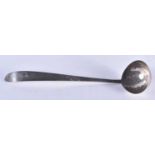 An Antique Silver Ladle with Planished Bowl. Unmarked. 25cm x 5.5 cm, weight 83g