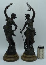 Two antique Spelter female figures 52 cm. (2).