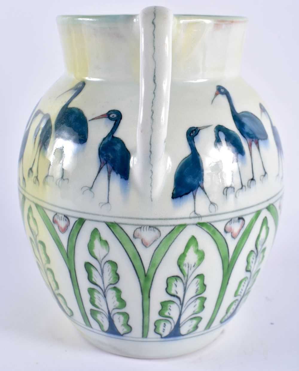 AN UNUSUAL EUROPEAN EARLY 20TH CENTURY TWIN HANDLED PORCELAIN VASE signed A.H, painted with birds - Image 2 of 5