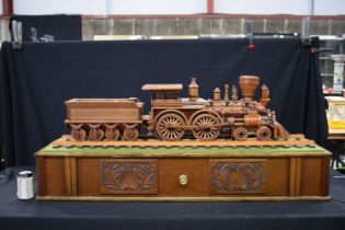 A large electrically powered wooden model train