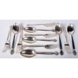 A Set of Six Matching Georg Jensen Tablespoons and Forks. Stamped Georg Jensen 925. Spoons 20 cm x