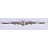 A Silver Bat Brooch. Stamped Sterling. 11.7cm x 1.5 cm, weight 7.1g