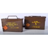 Two metal Ammunition boxes .303 & .22 together with a collection of cardboard ammunition boxes 19