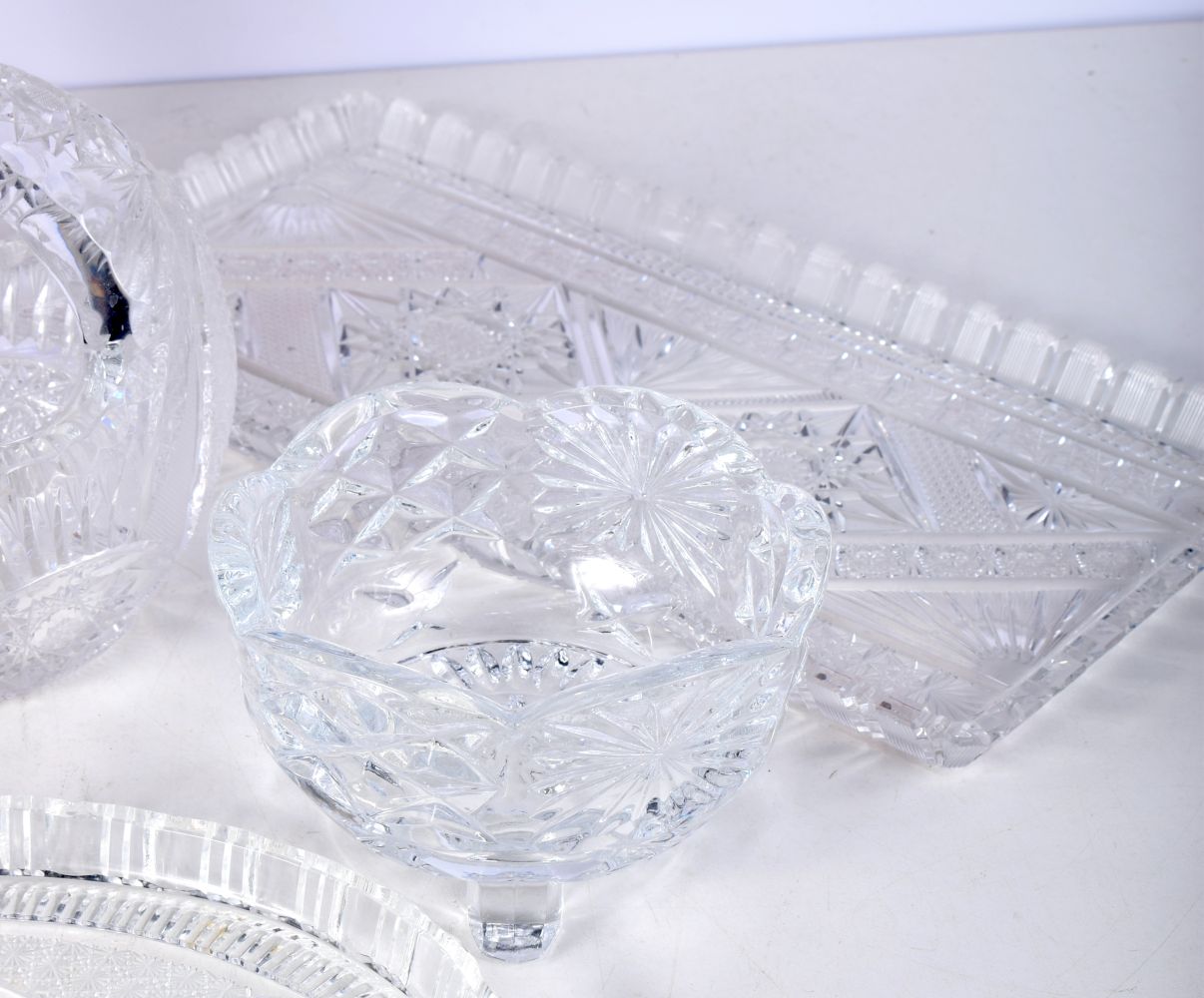 A collection of lead crystal glass items together with a Bohemian overlay glass vase largest 26cm - Image 8 of 8