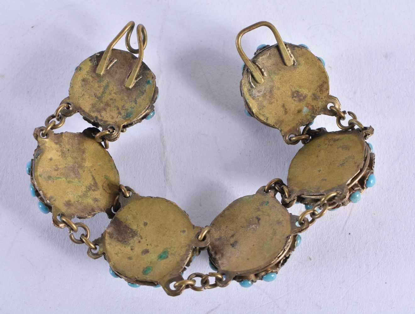 An Egyptian Bracelet set with Turquoise and Coral.16.5 cm long, weight 28.1g - Image 2 of 3