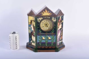 A LARGE EARLY 20TH CENTURY FOLEY INTARSIO CARPE DIEM POTTERY CLOCK C1900 designed by Frederick