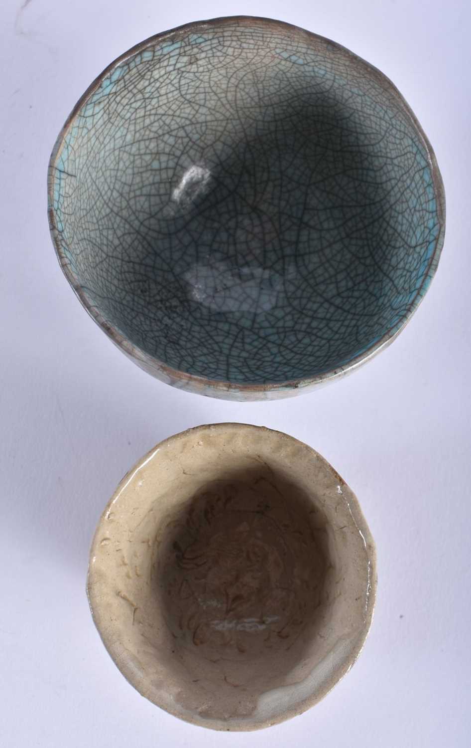 TWO JAPANESE STONEWARE STUDIO POTTERY BOWLS. Largest 9 cm diameter. (2) - Image 4 of 5