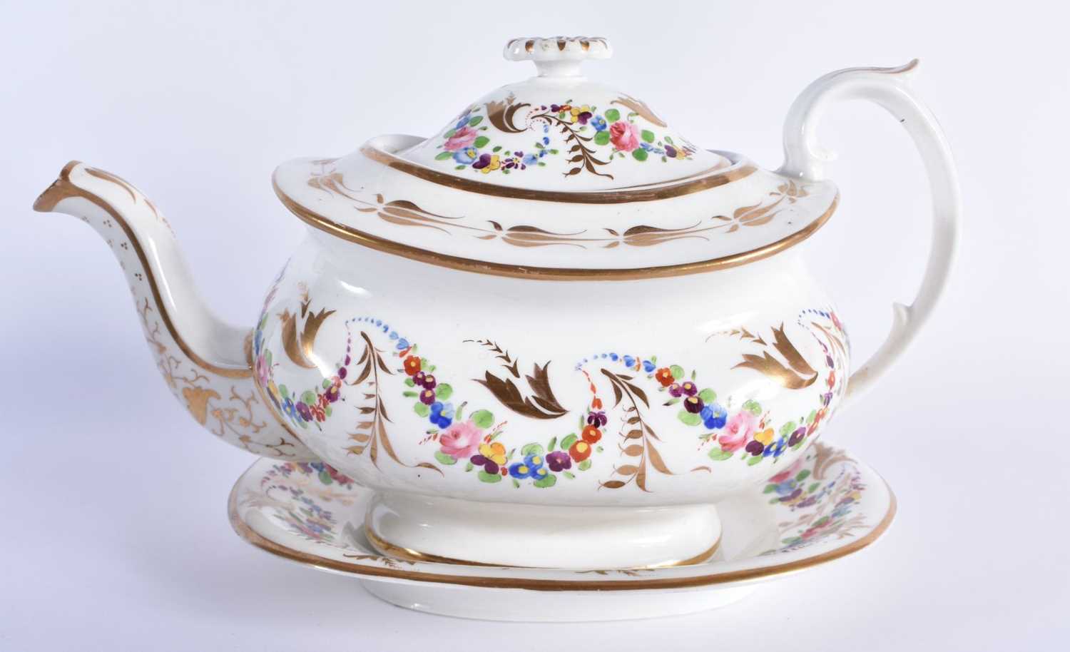 TWO EARLY 19TH CENTURY COALPORT RATHBONE TEAPOTS AND COVERS together with sugar bowls with stand and - Image 9 of 11
