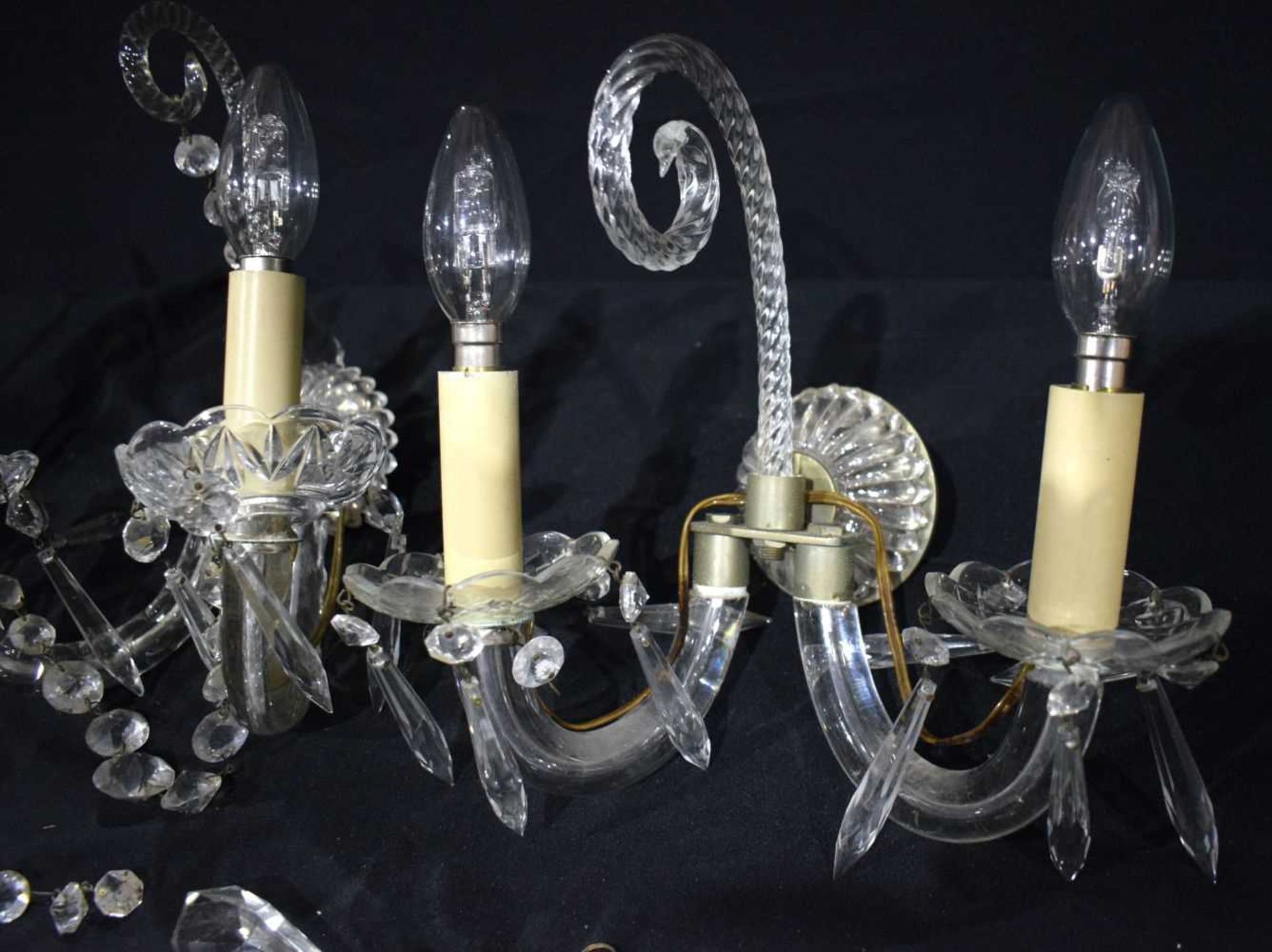 A collection of Glass wall sconces 25cm.(3) - Image 3 of 8