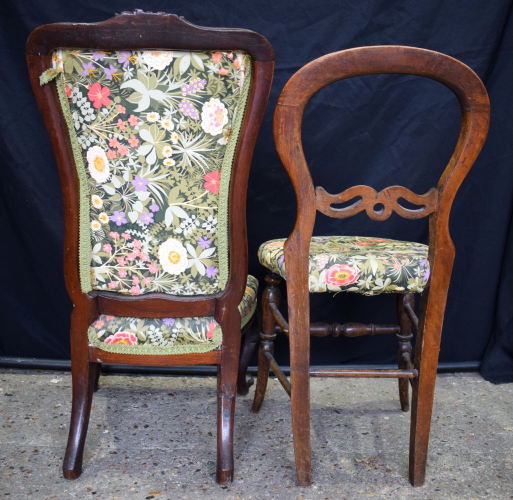 Two antique wooden framed upholstered chairs 90cm (2) - Image 7 of 8