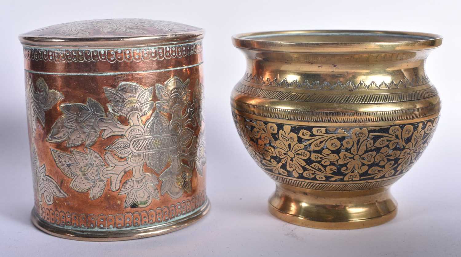 A COLLECTION OF ANTIQUE MIDDLE EASTERN BRONZE & METALWORK including a silver inlaid charger etc. - Image 2 of 8